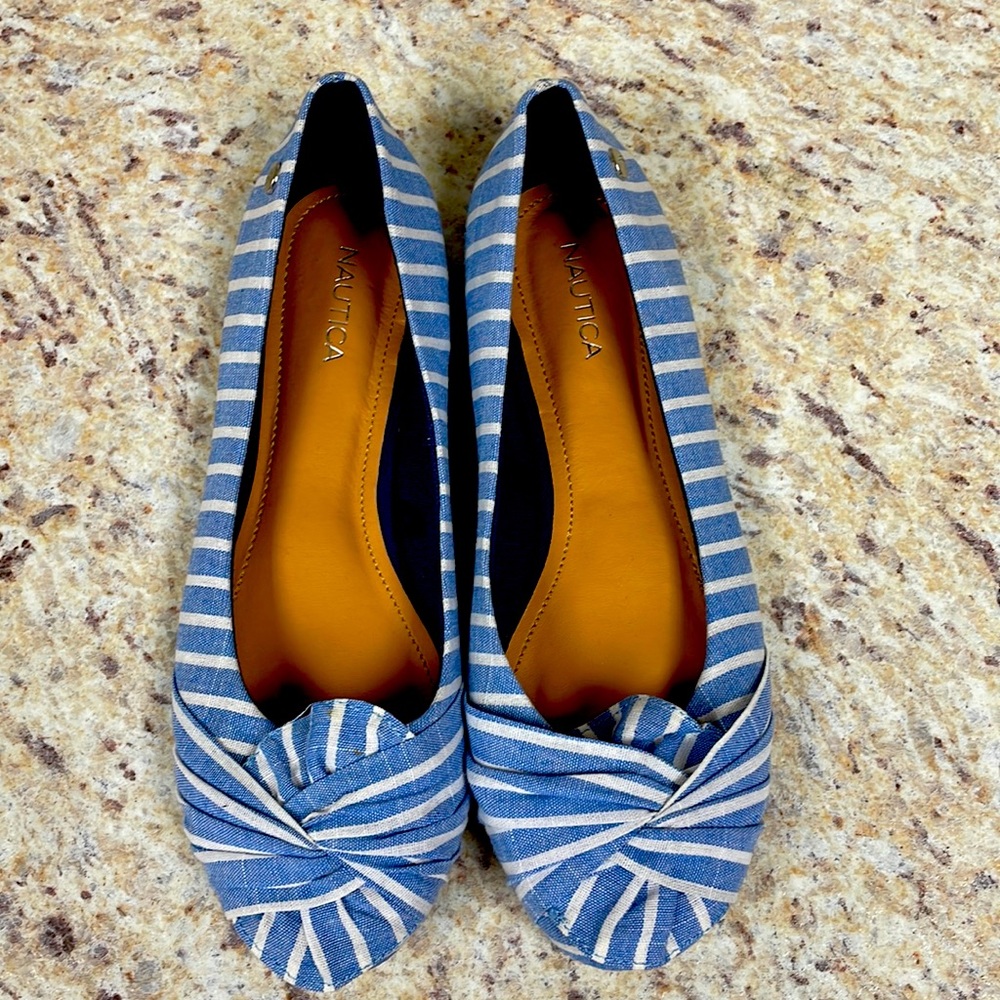 Blue and white striped flats never worn brand-new no tags Nautica brand